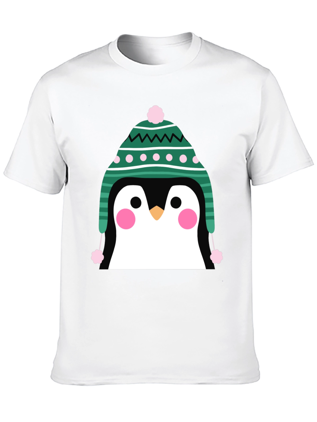 Penguin Winter Hat Graphic Tee - Cute Holiday T-Shirt