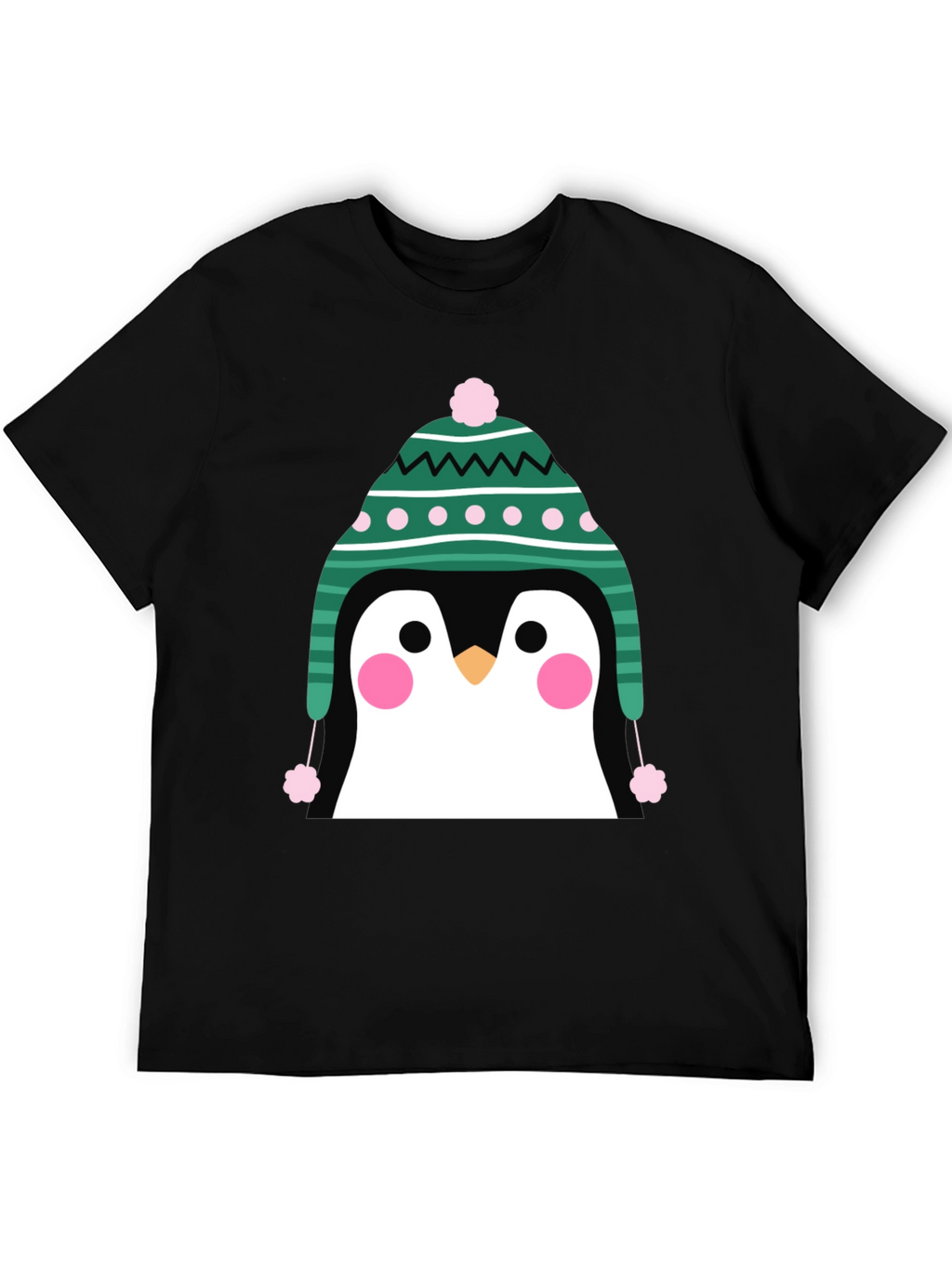 Penguin Winter Hat Graphic Tee - Cute Holiday T-Shirt