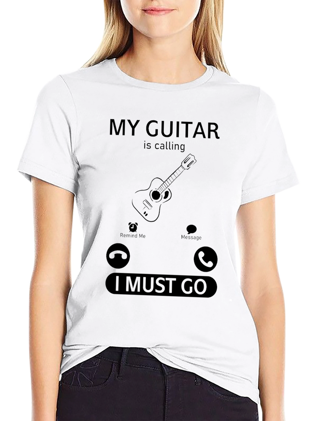 My Guitar Is Calling Black T-Shirt