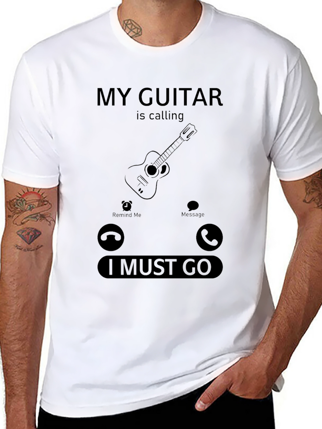 My Guitar Is Calling Black T-Shirt