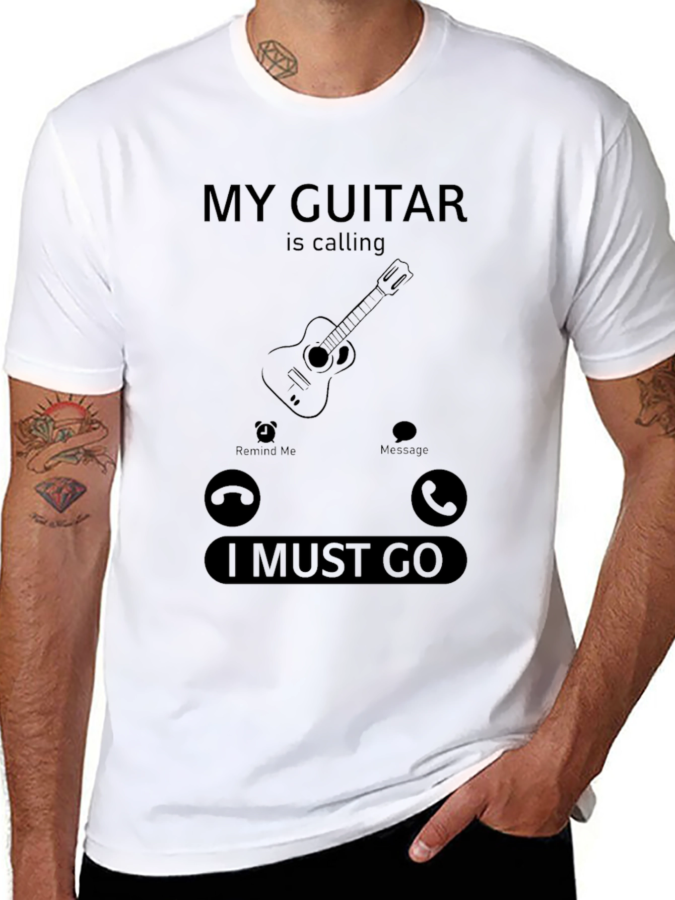 My Guitar Is Calling Black T-Shirt