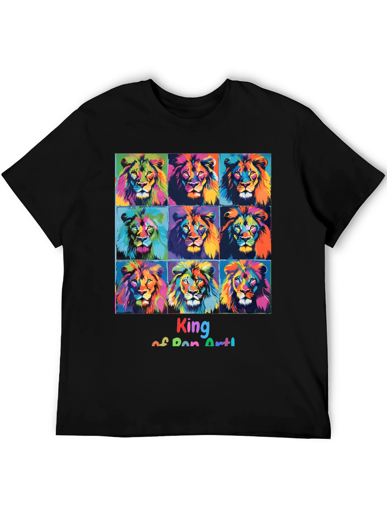 King of Pop Art Lion Graphic Tee - Bold Style