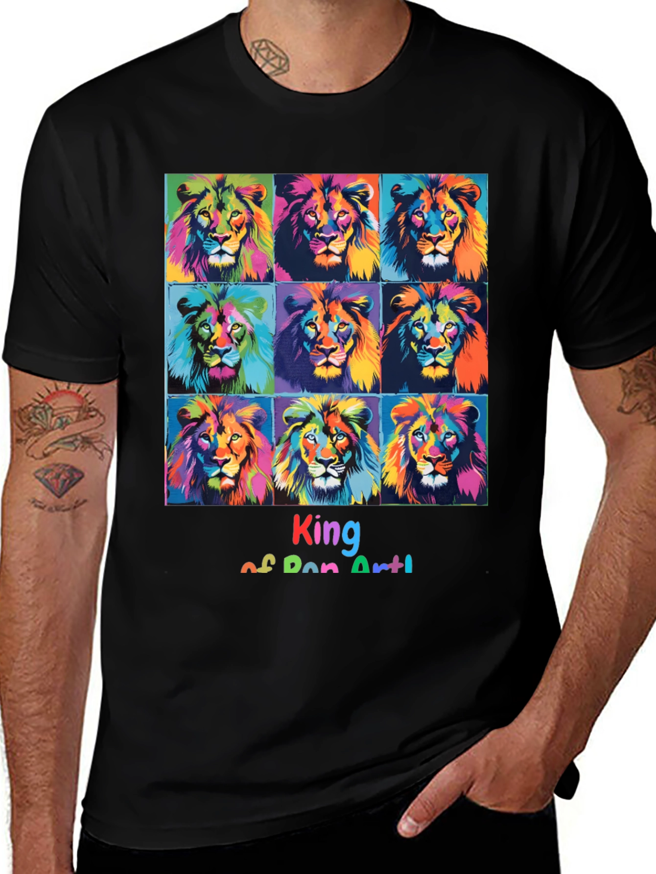 King of Pop Art Lion Graphic Tee - Bold Style