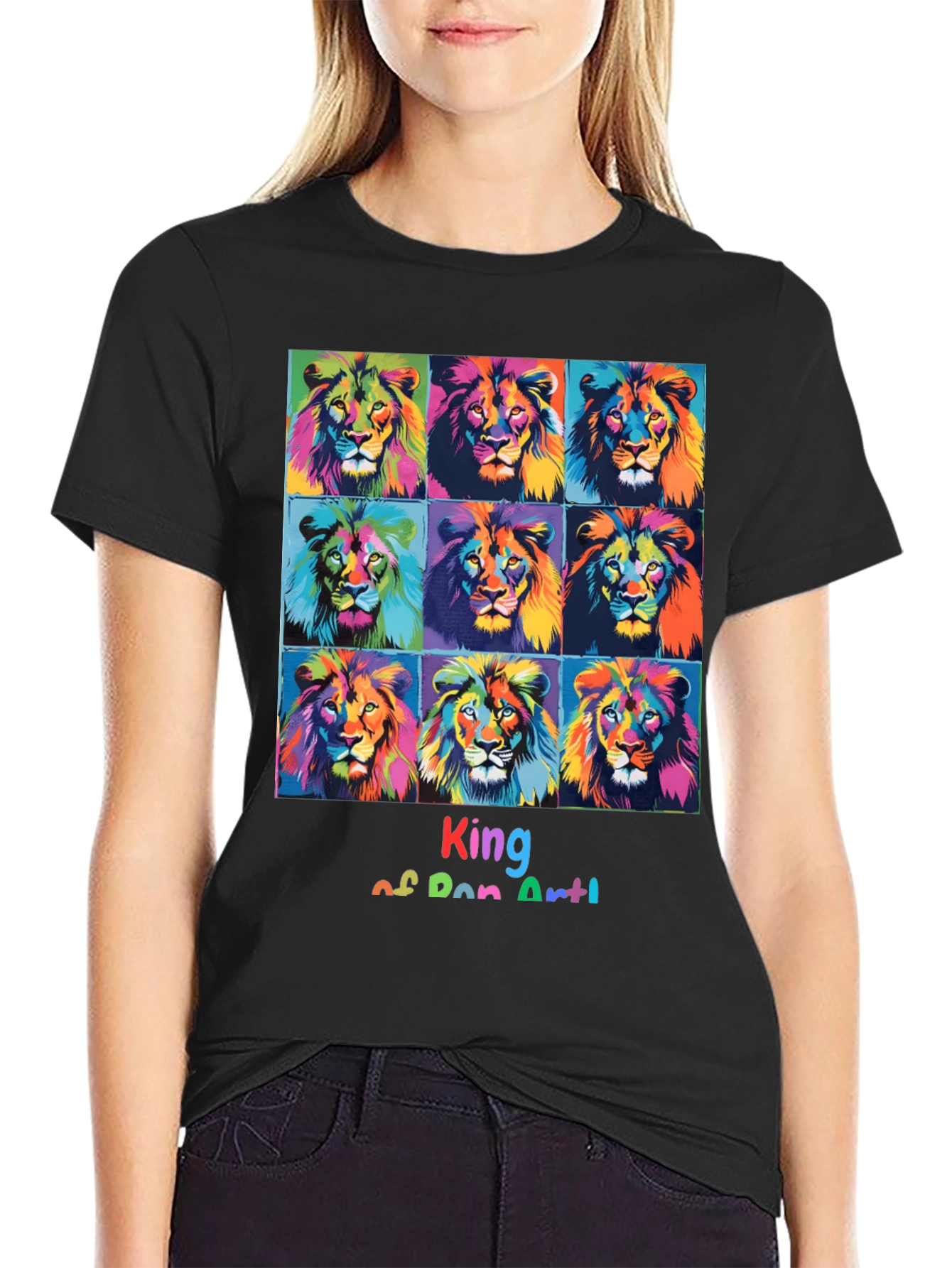 King of Pop Art Lion Graphic Tee - Bold Style