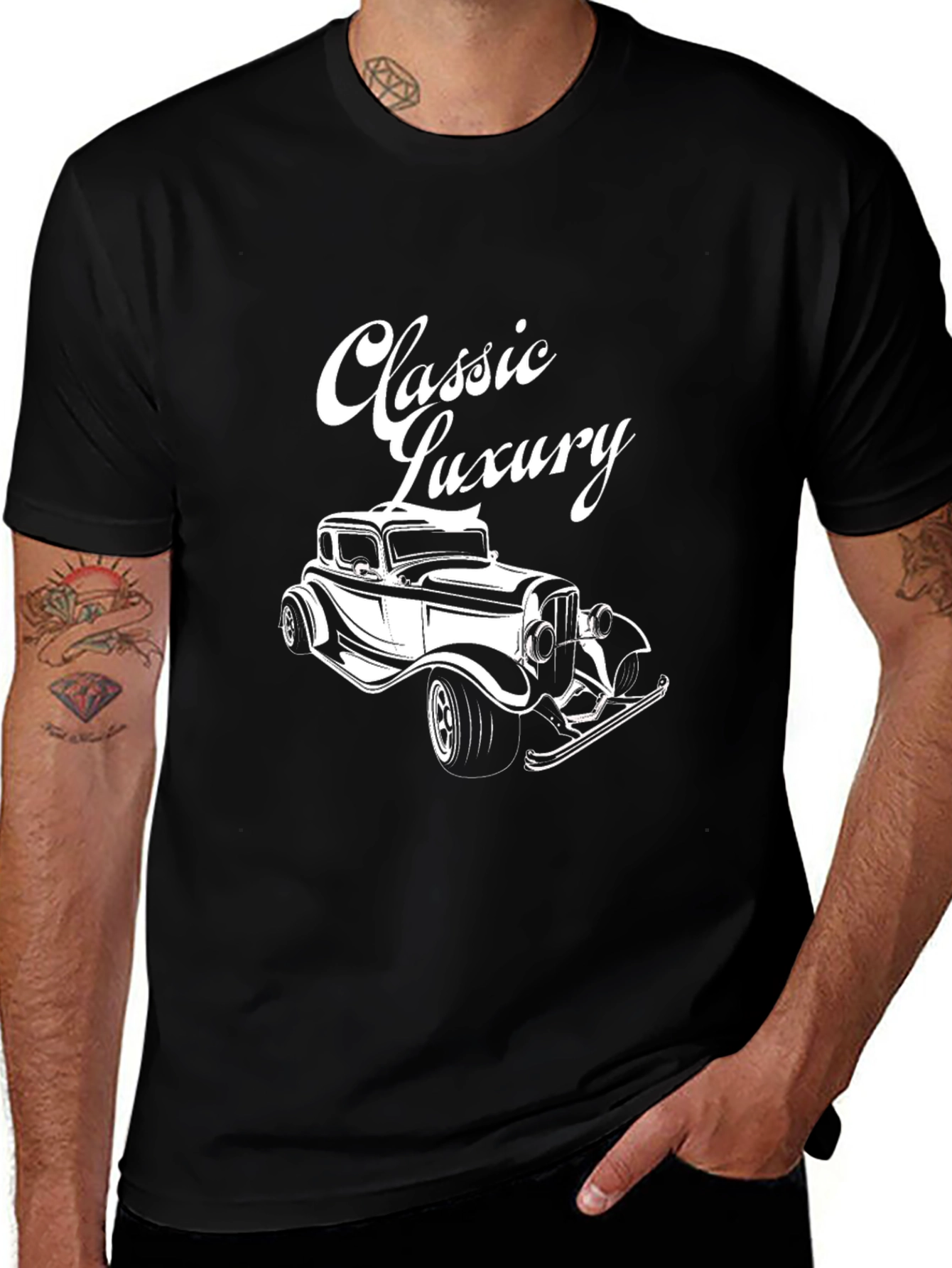 Classic Luxury Car Graphic T-Shirt - Stylish Black Tee