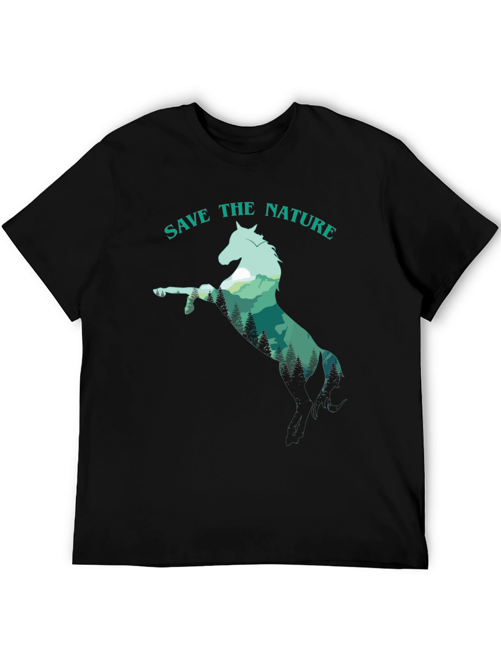 Save the Nature Horse Graphic Tee - Black