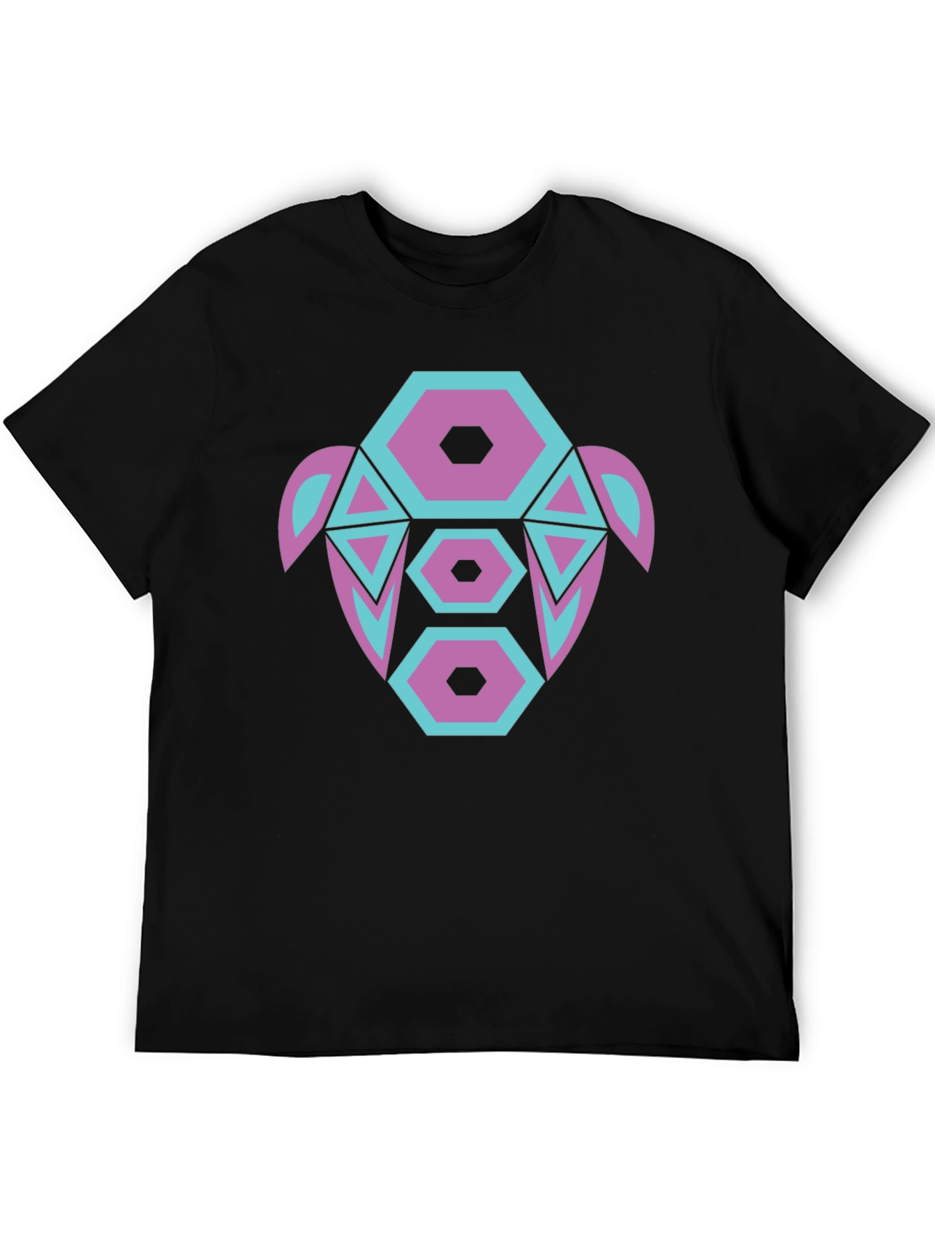 Abstract Turtle Graphic Tee - Black Cotton