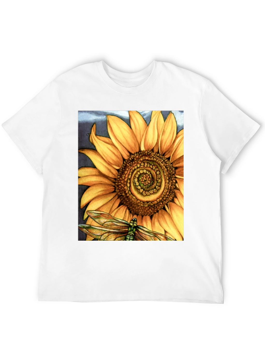 Sunflower Dragonfly Graphic Print T-Shirt
