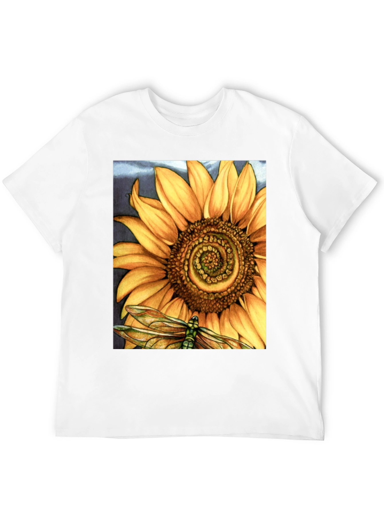 Sunflower Dragonfly Graphic Print T-Shirt