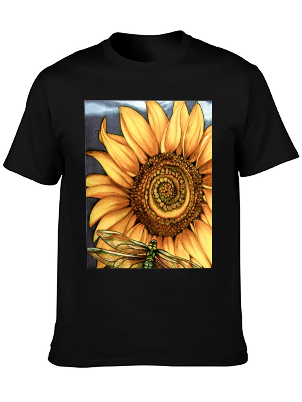 Sunflower Dragonfly Graphic Print T-Shirt