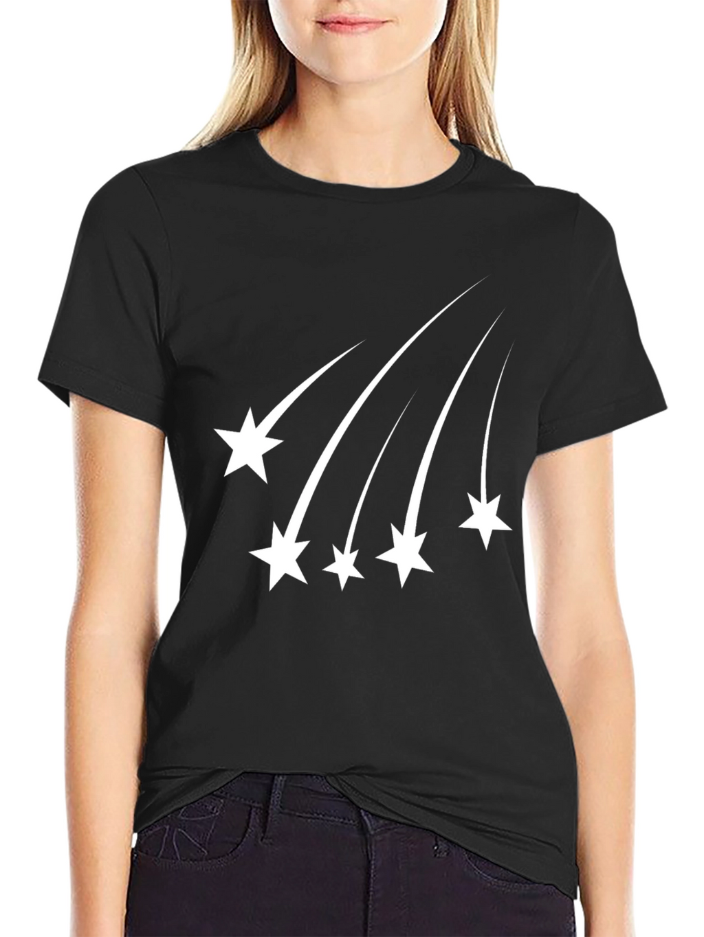 Stylish Black T-Shirt with Shooting Star Design
