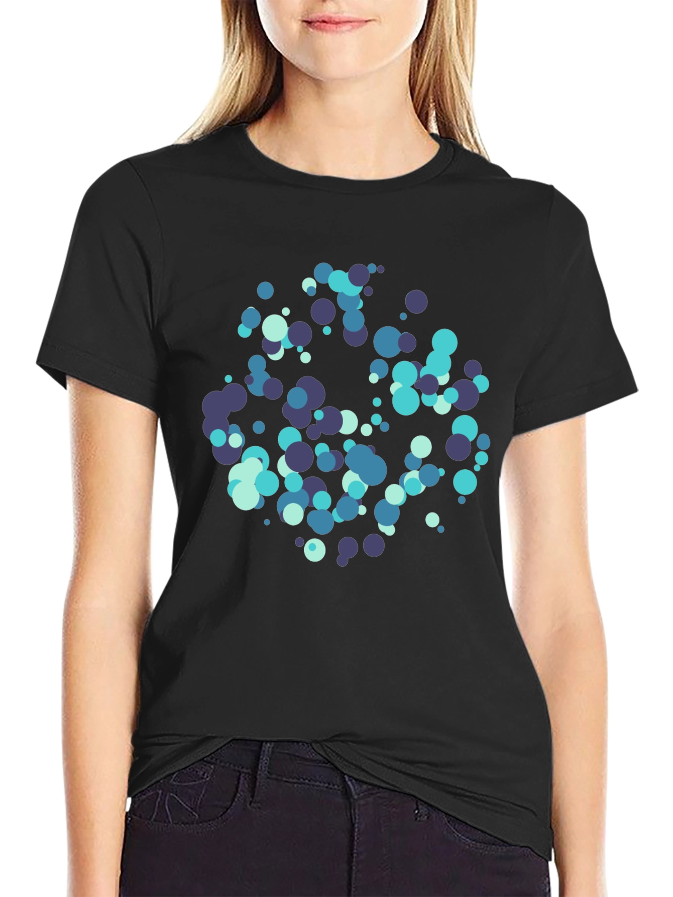 Modern Circles Graphic Black T-Shirt