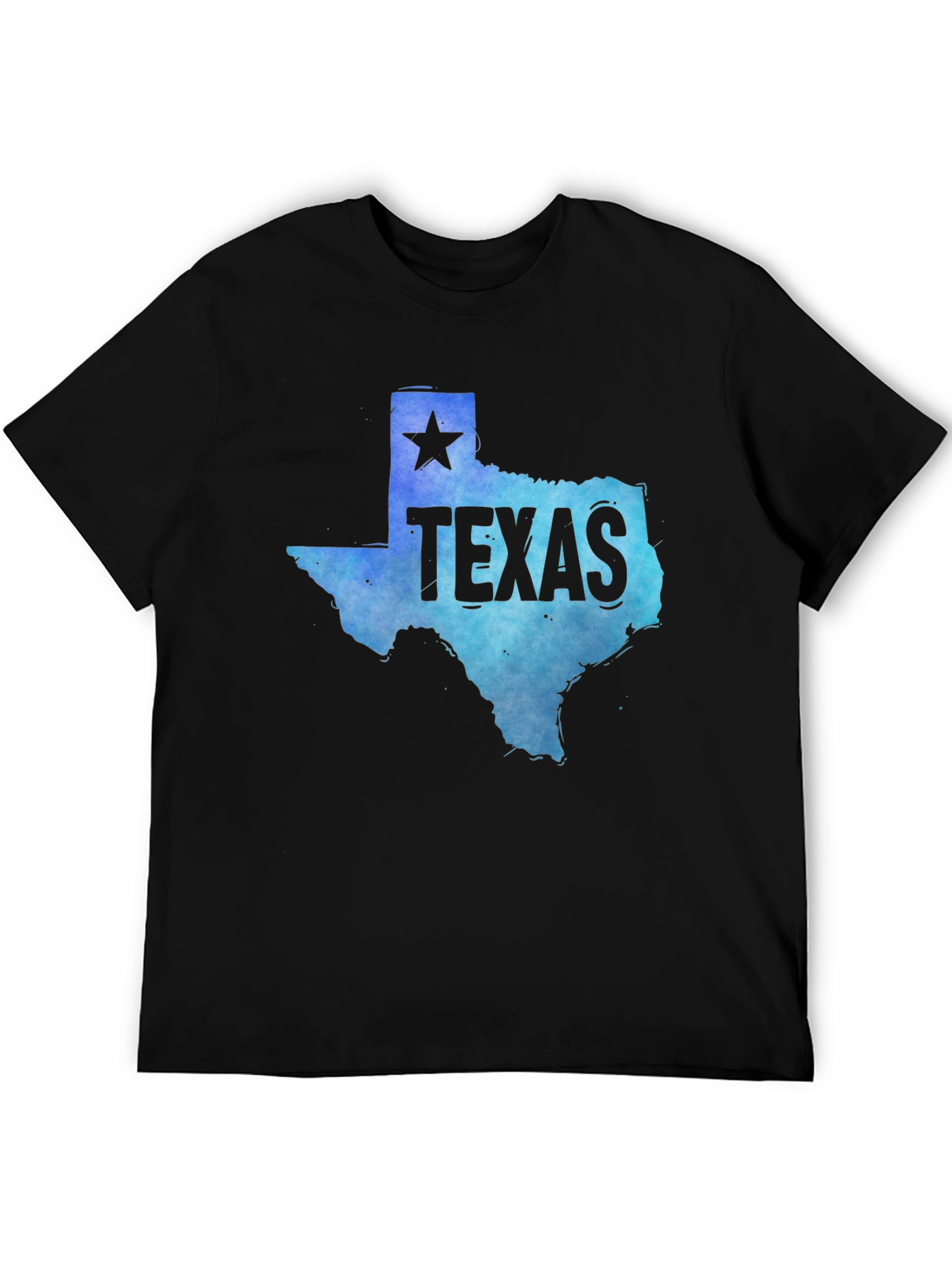 Texas State Map Graphic Tee - Mens Black T-Shirt