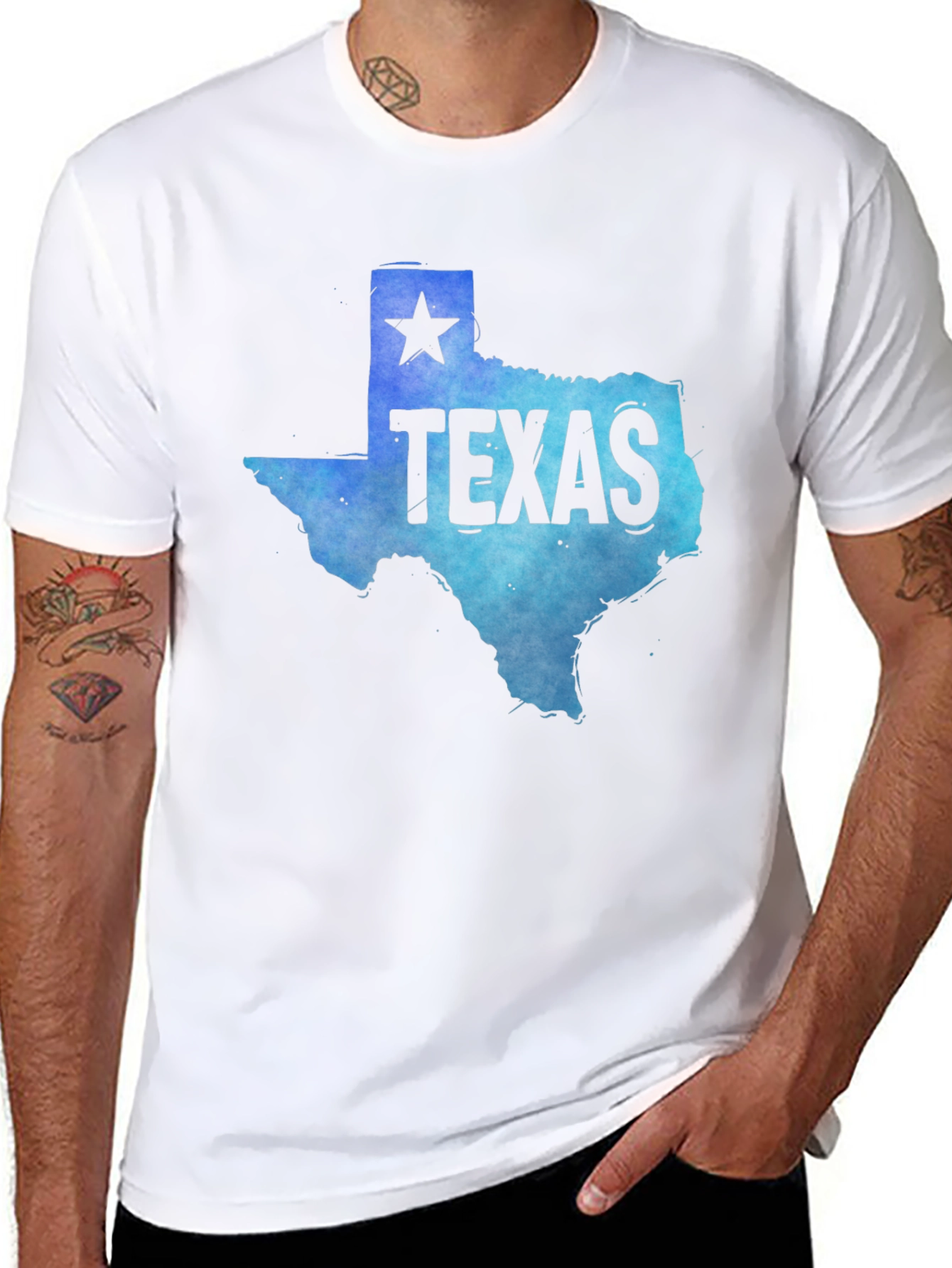 Texas State Map Graphic Tee - Mens Black T-Shirt