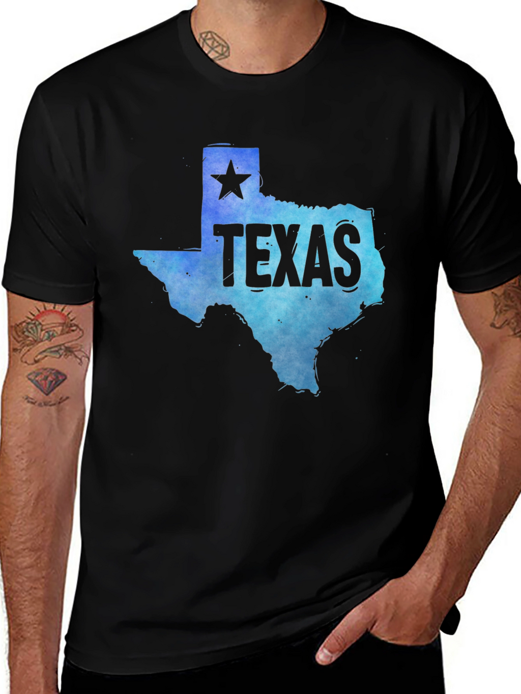 Texas State Map Graphic Tee - Mens Black T-Shirt
