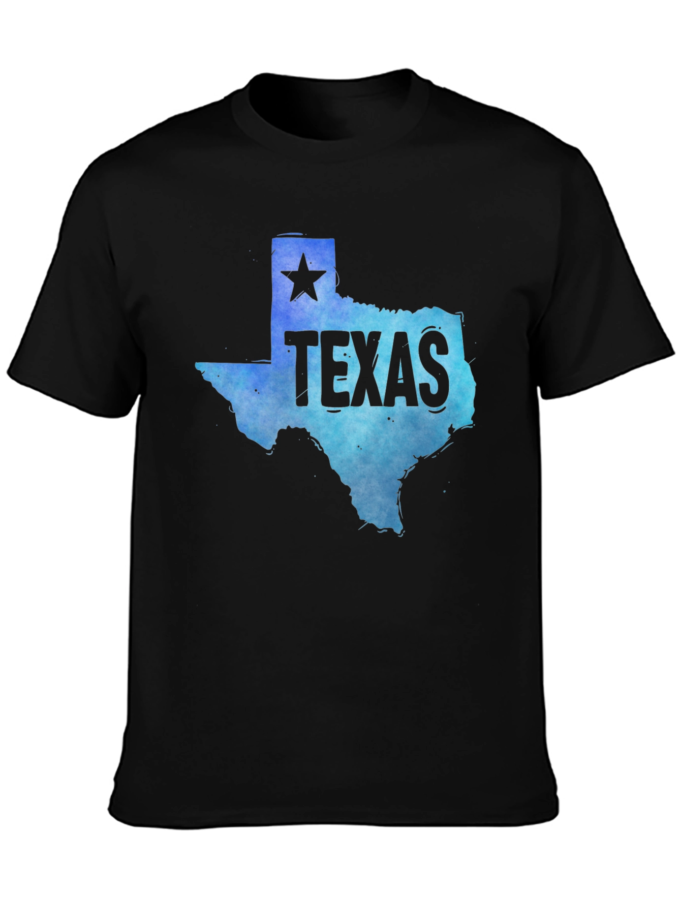 Texas State Map Graphic Tee - Mens Black T-Shirt