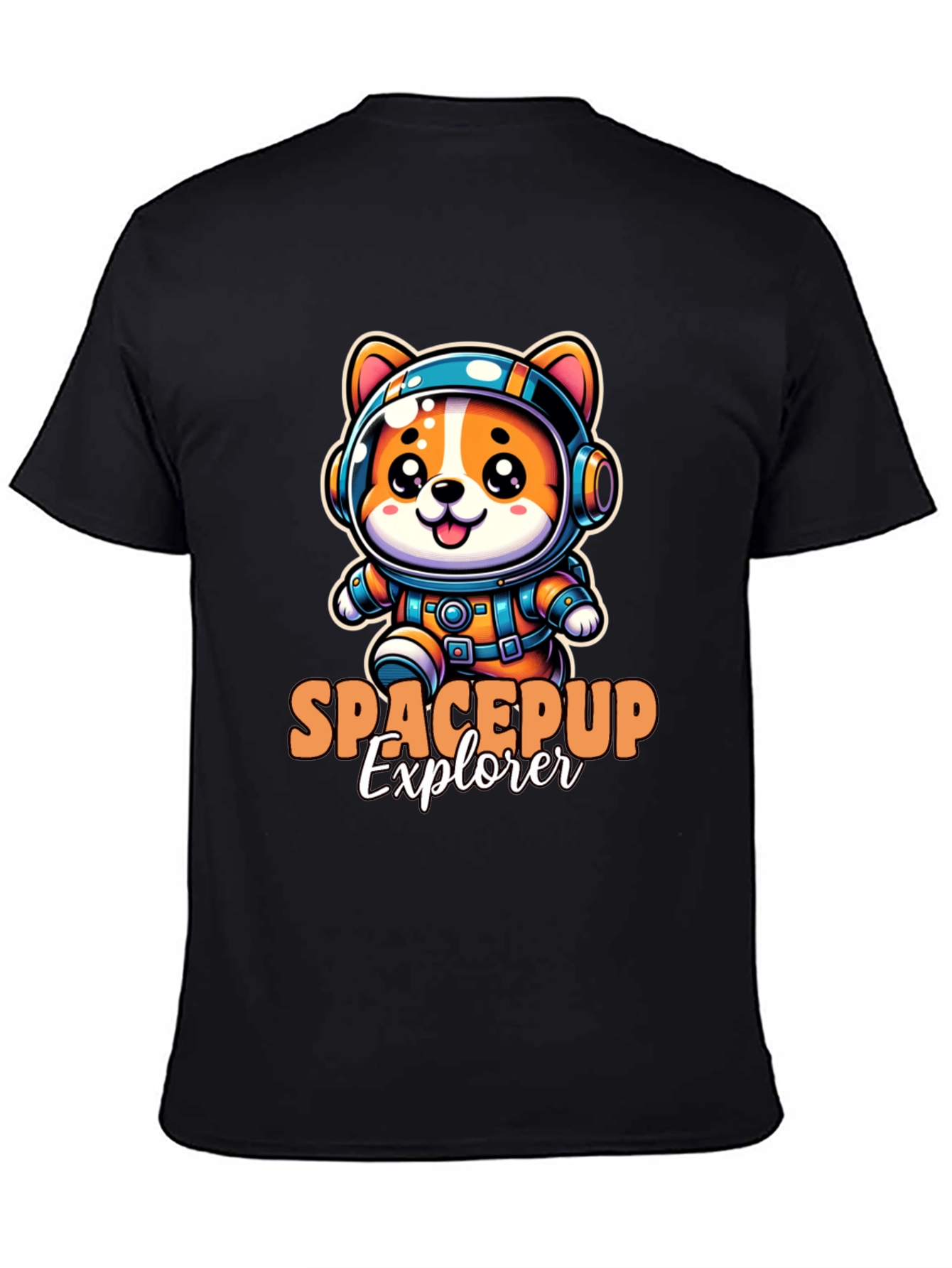 Space Pup Explorer Black T-Shirt