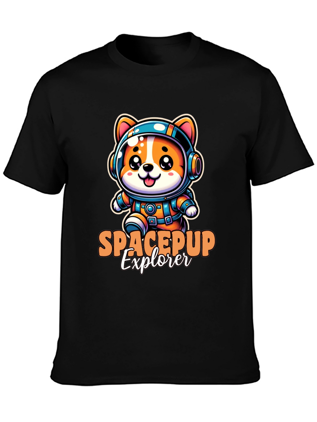 Space Pup Explorer Black T-Shirt