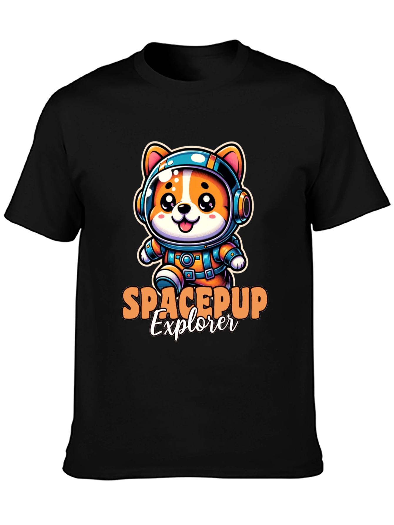 Space Pup Explorer Black T-Shirt