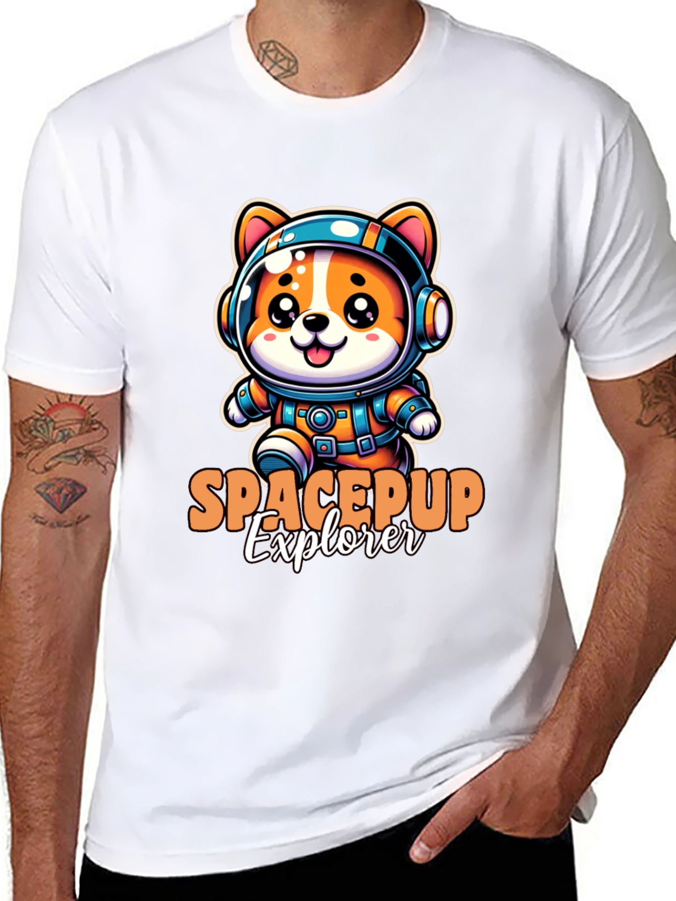 Space Pup Explorer Black T-Shirt