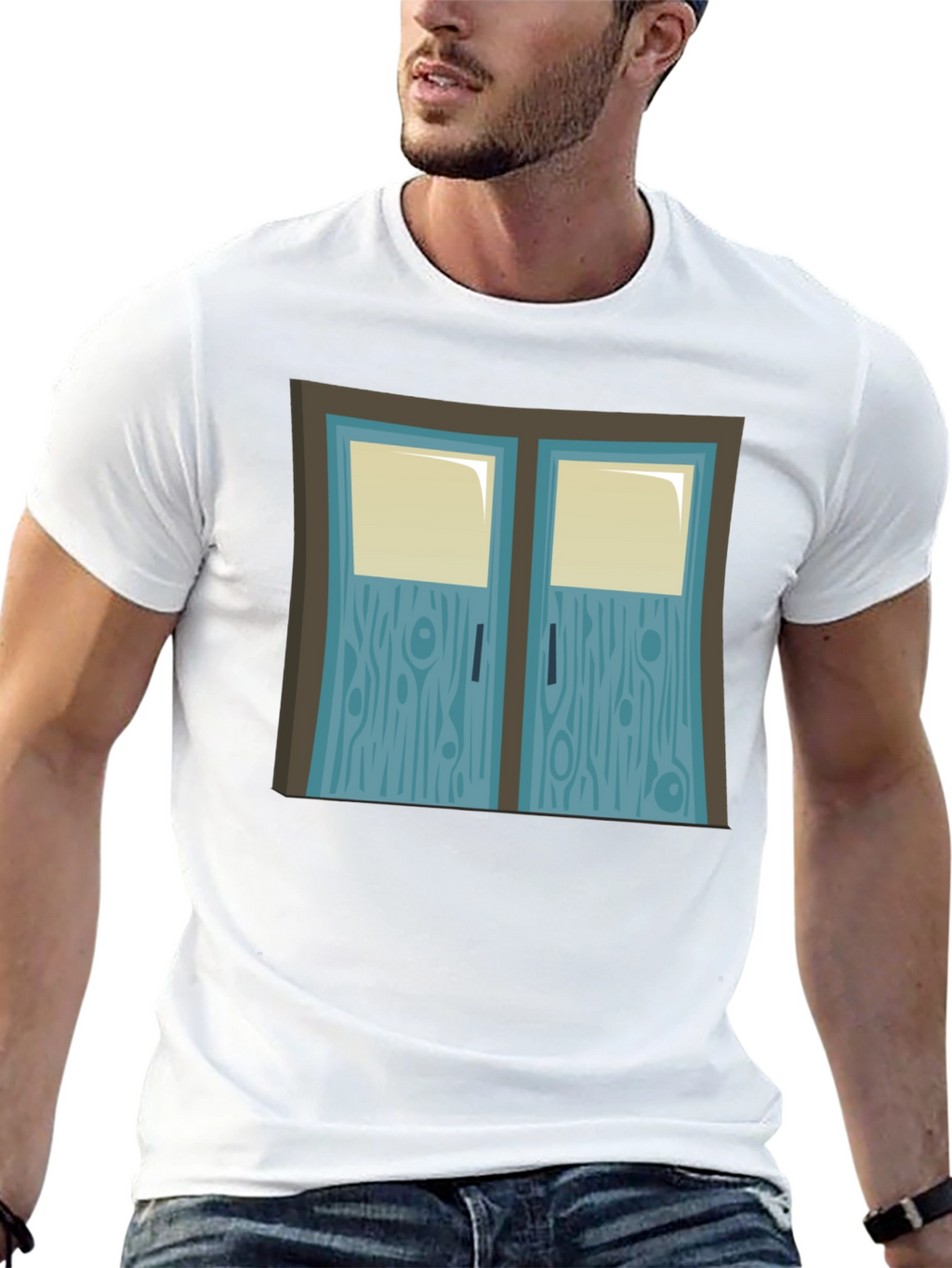 Cartoon Double Door Graphic Tee