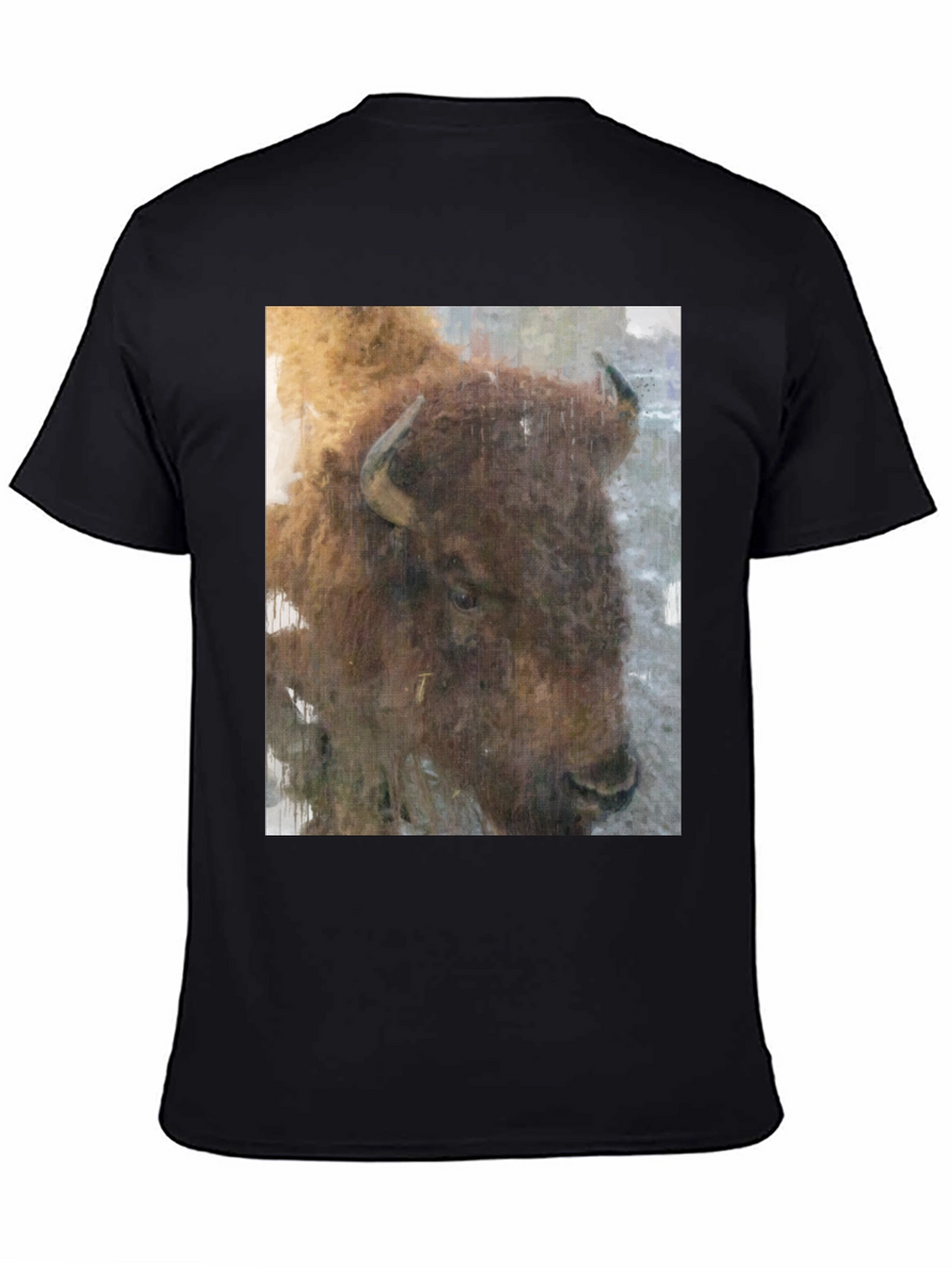 Bison Graphic Print Black T-Shirt