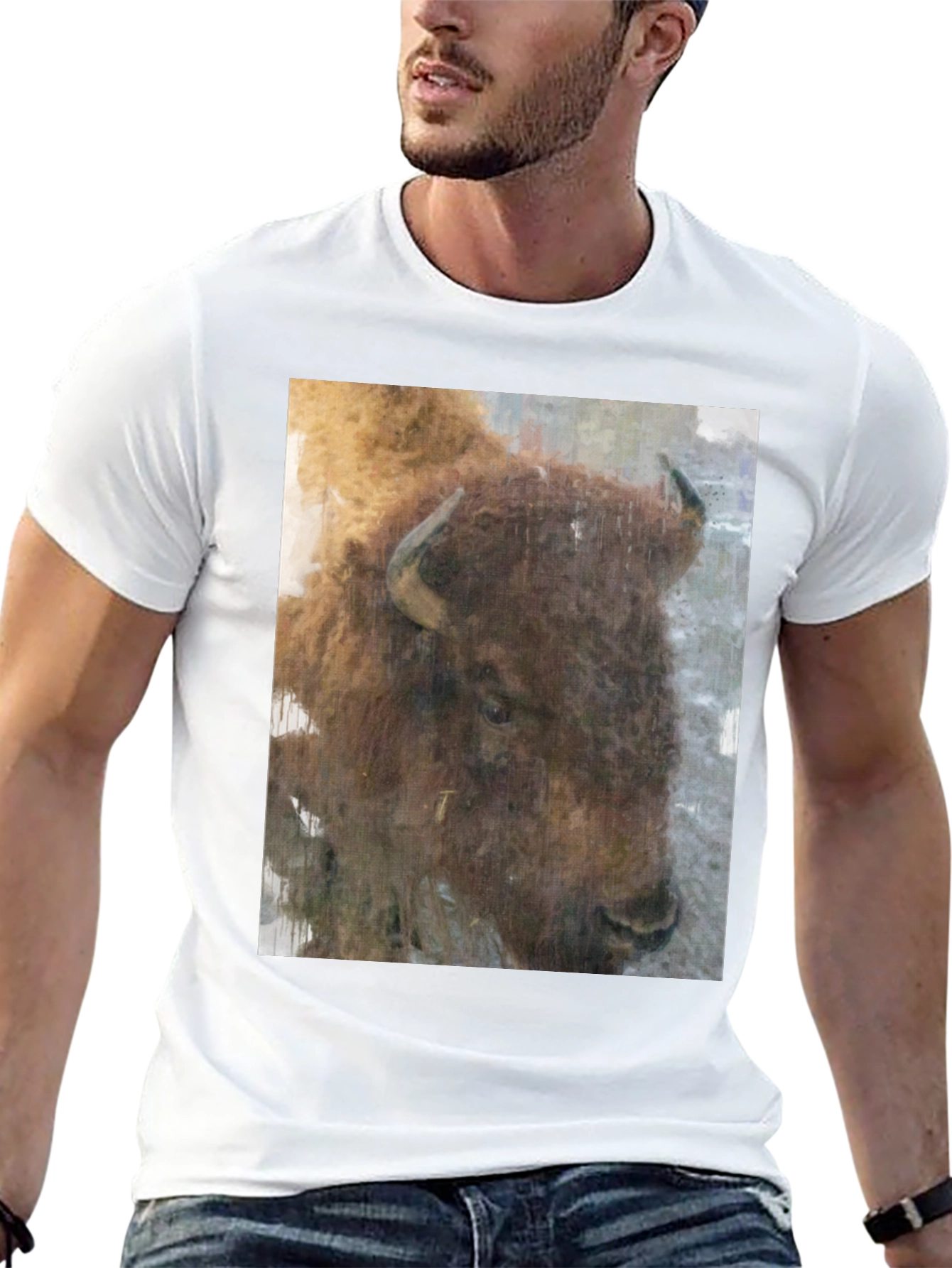 Bison Graphic Print Black T-Shirt