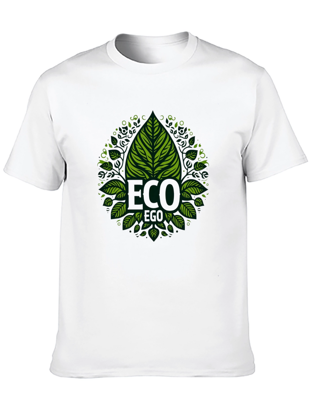 Eco-Friendly Black T-Shirt with Green Leaf Design