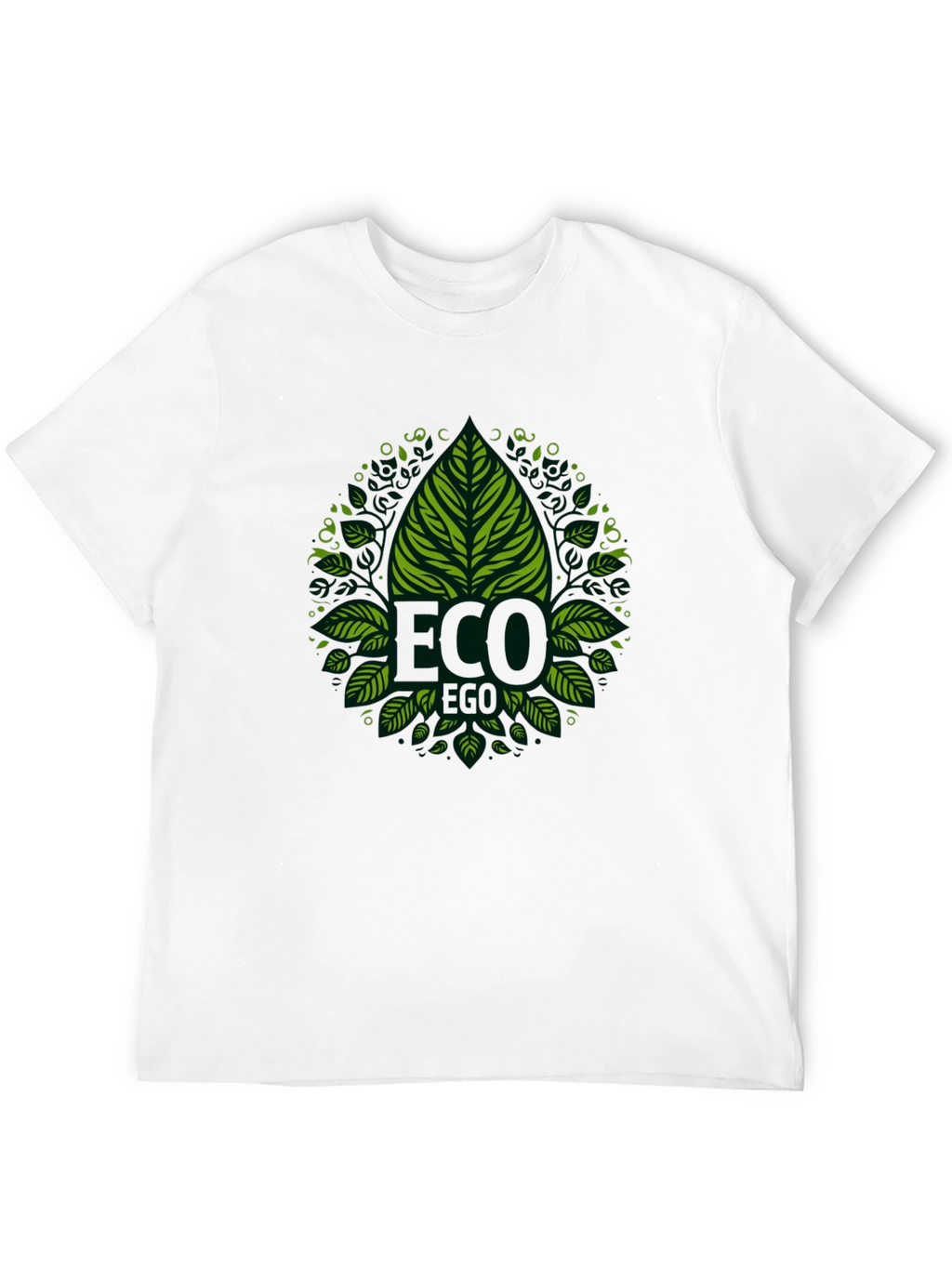 Eco-Friendly Black T-Shirt with Green Leaf Design