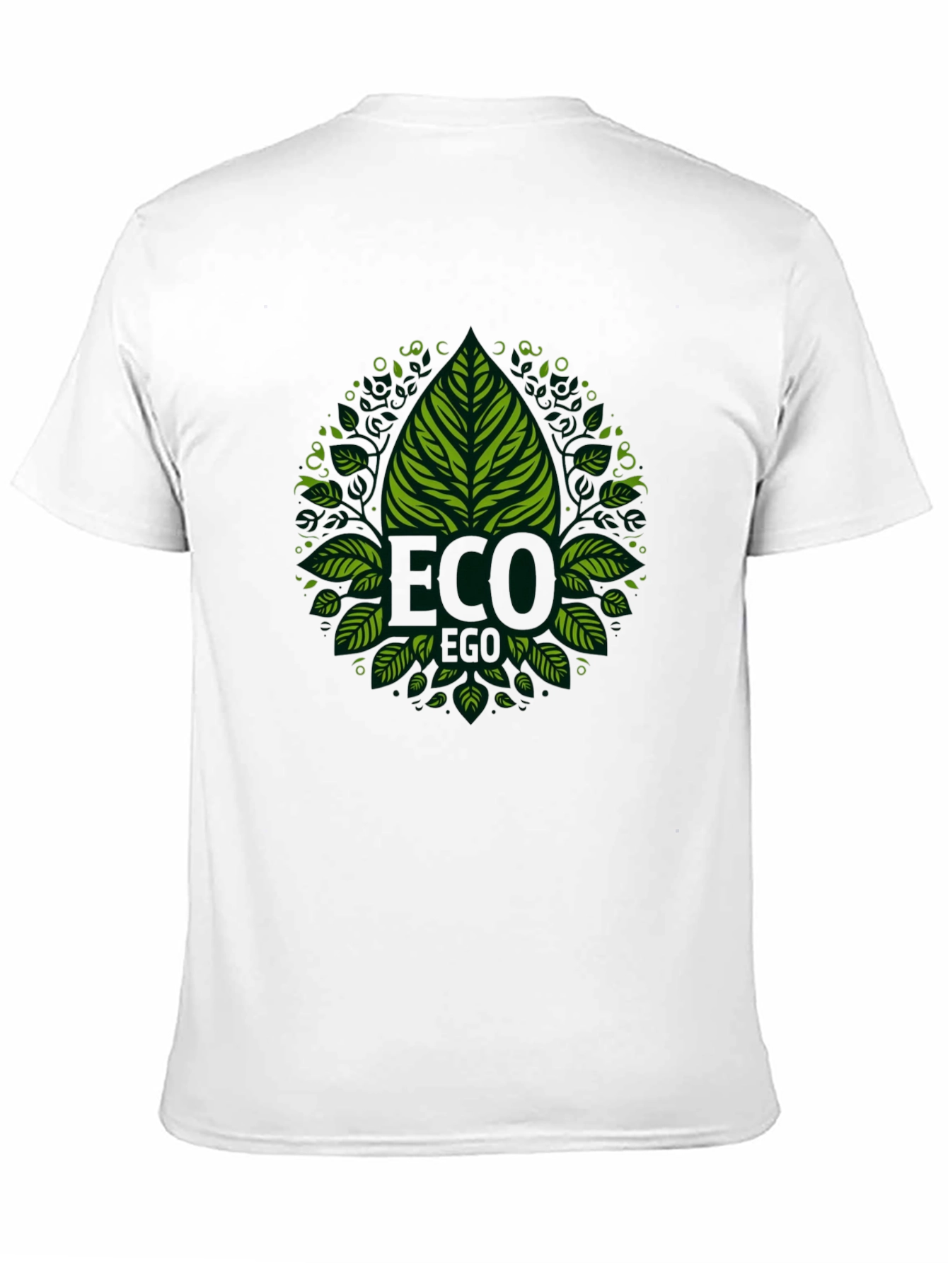 Eco-Friendly Black T-Shirt with Green Leaf Design