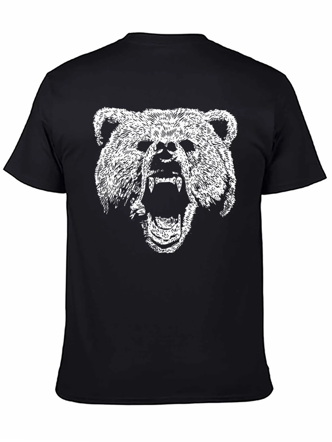 Bear Graphic Print T-Shirt - Black