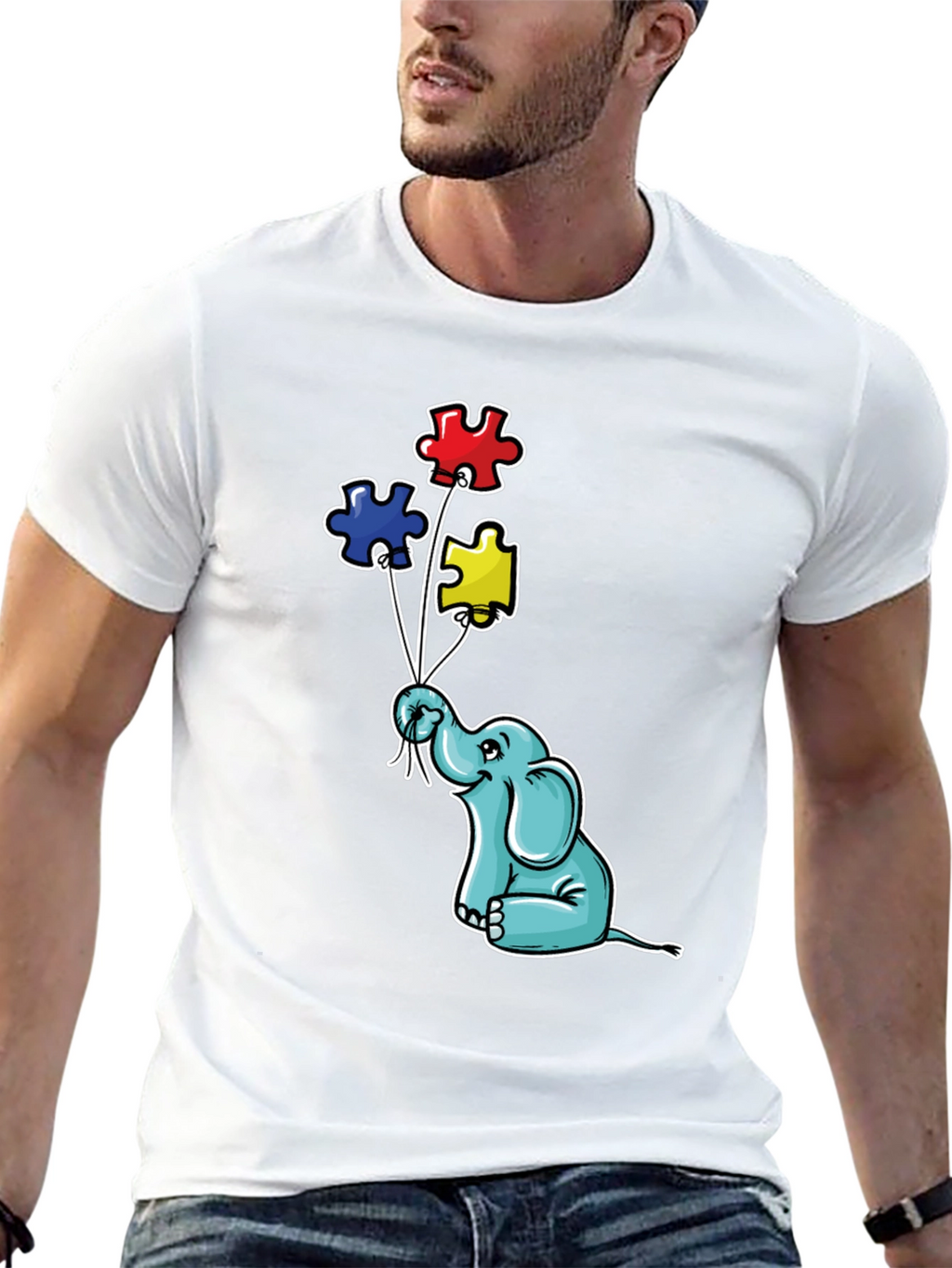 Elephant Puzzle Piece Autism Awareness T-Shirt