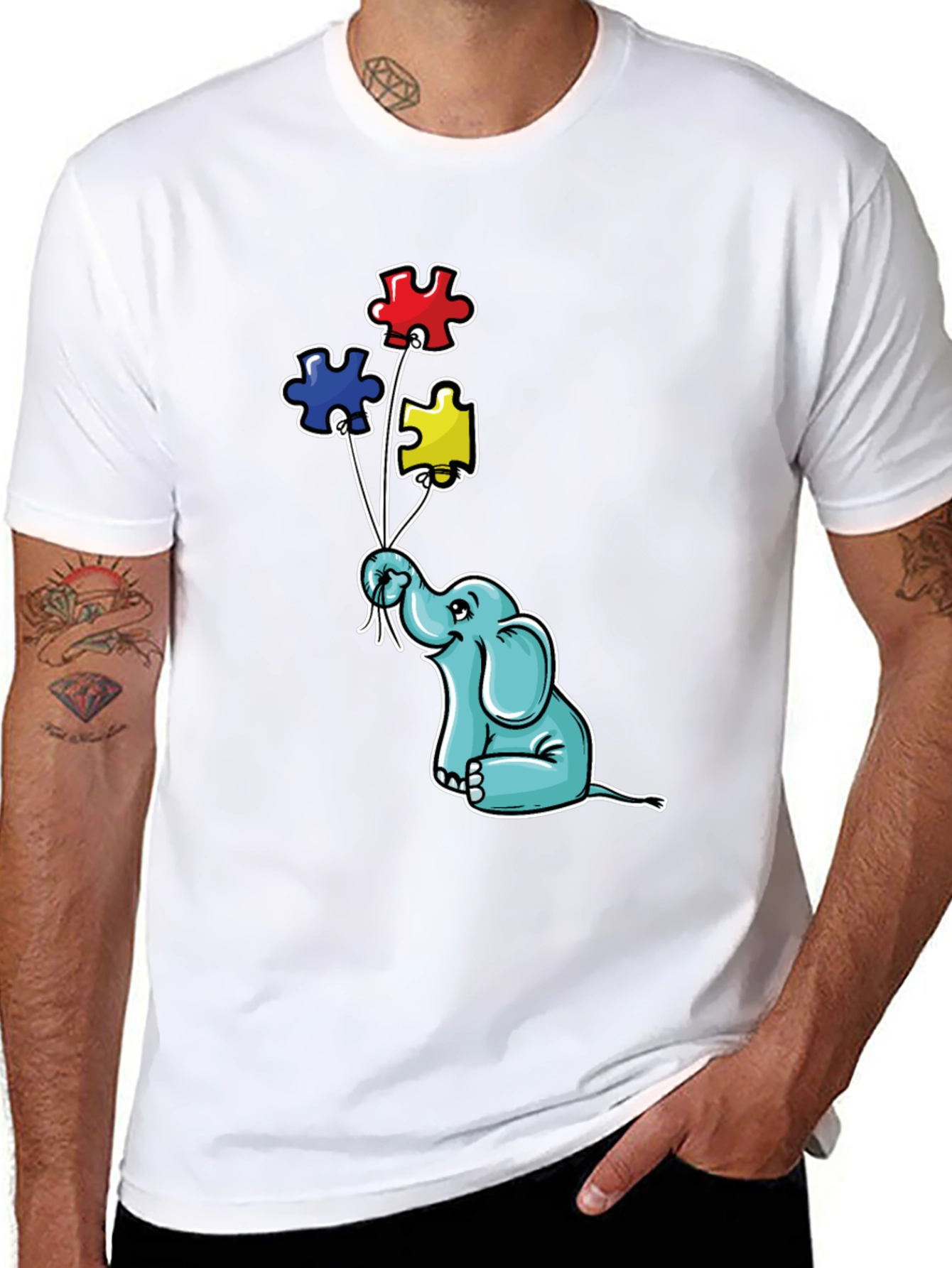 Elephant Puzzle Piece Autism Awareness T-Shirt