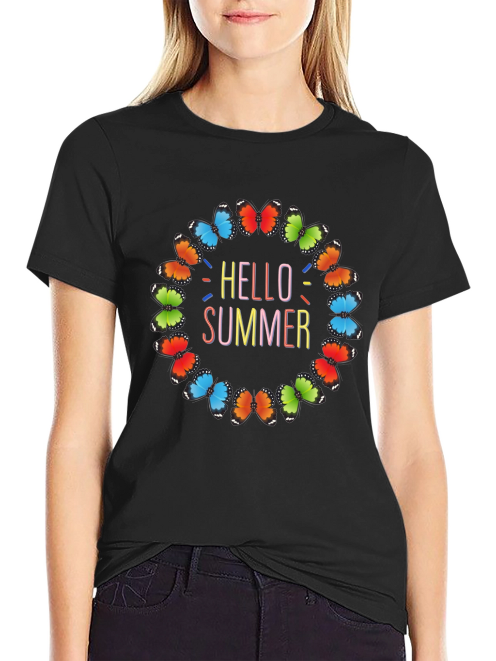 Hello Summer Butterfly Graphic Tee
