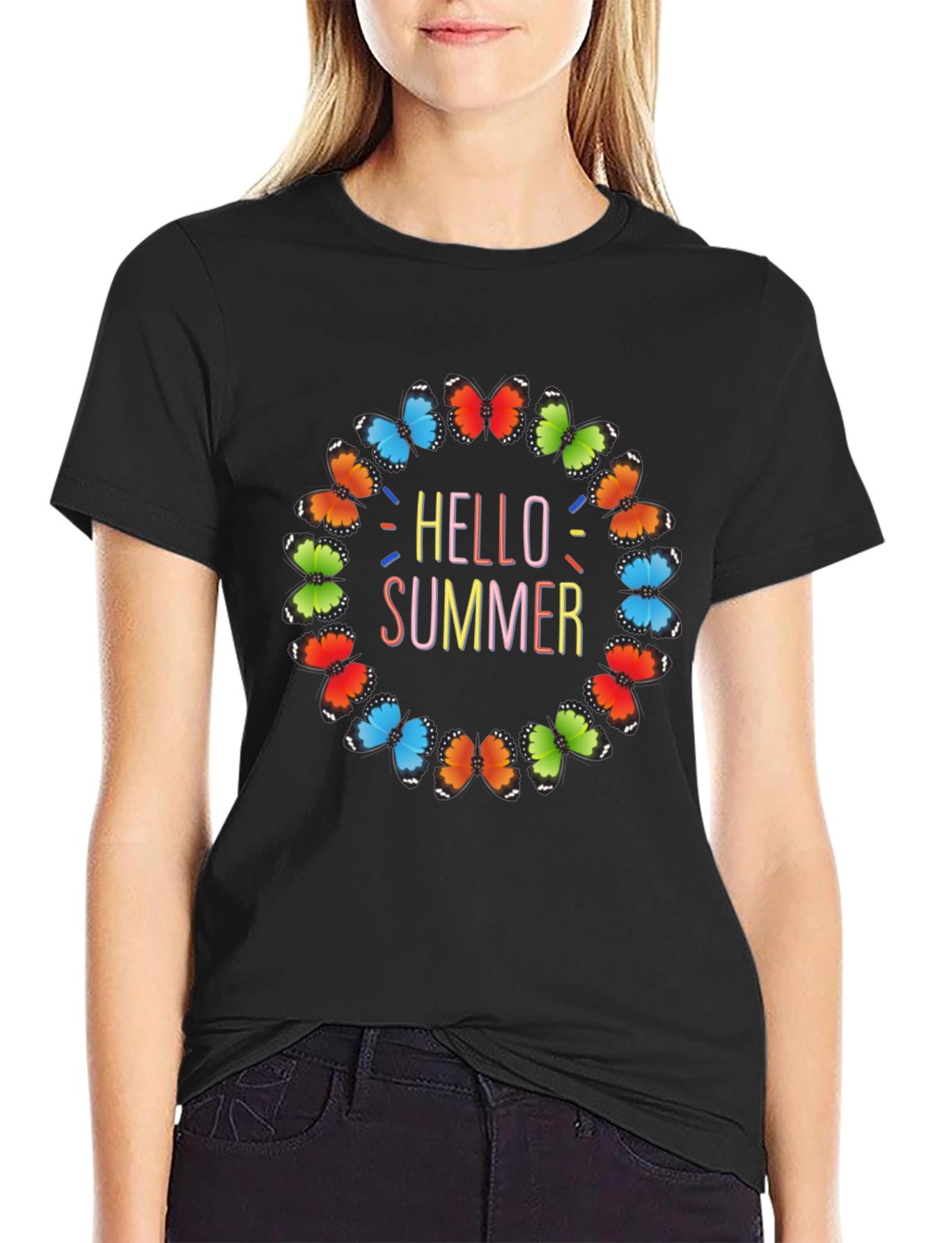 Hello Summer Butterfly Graphic Tee