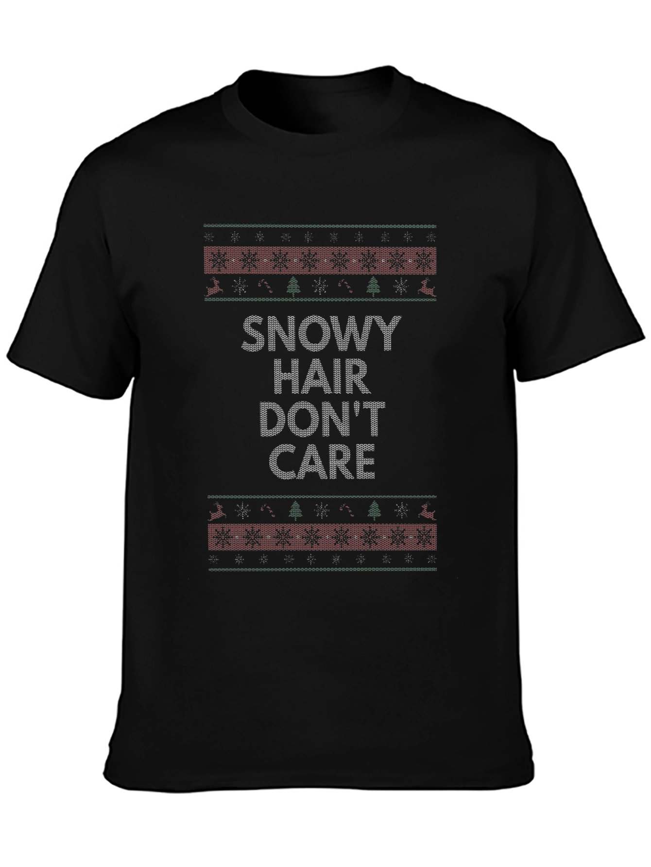 Snowy Hair Dont Care Christmas T-Shirt