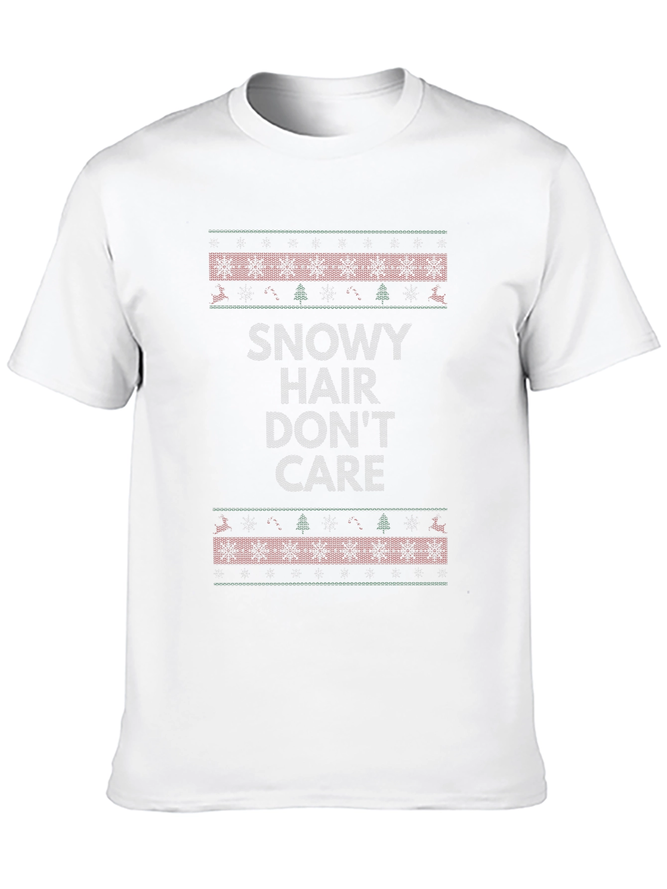 Snowy Hair Dont Care Christmas T-Shirt