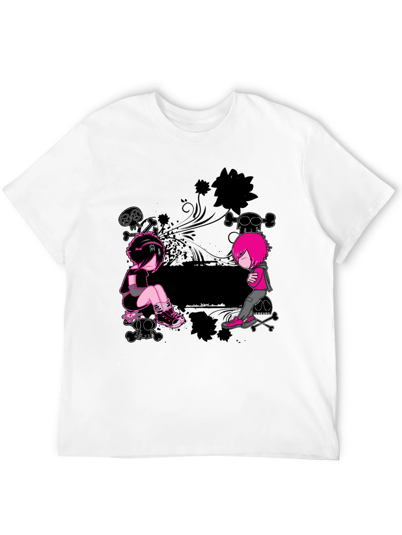 Emo Style Graphic Print Black T-Shirt