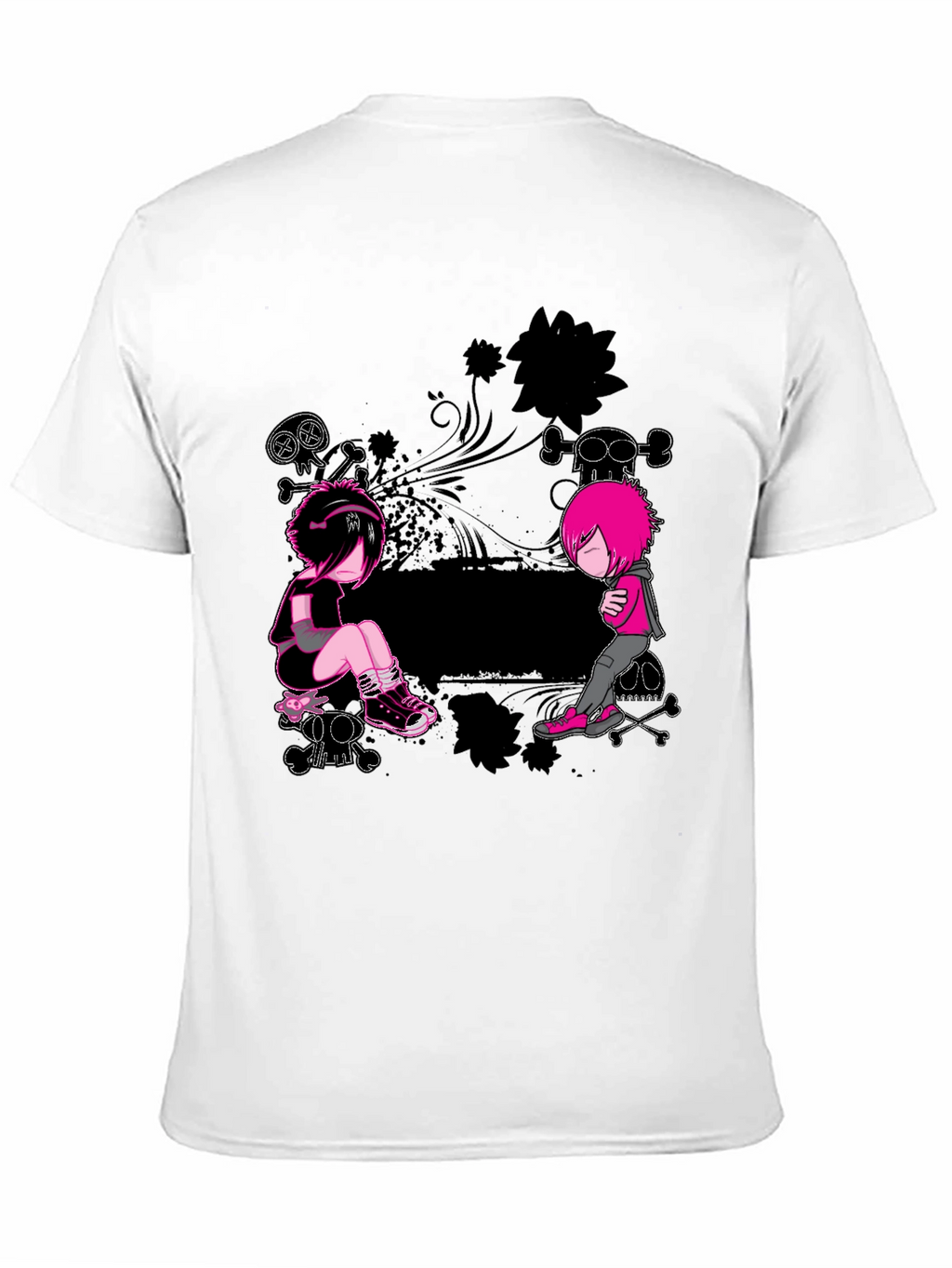 Emo Style Graphic Print Black T-Shirt