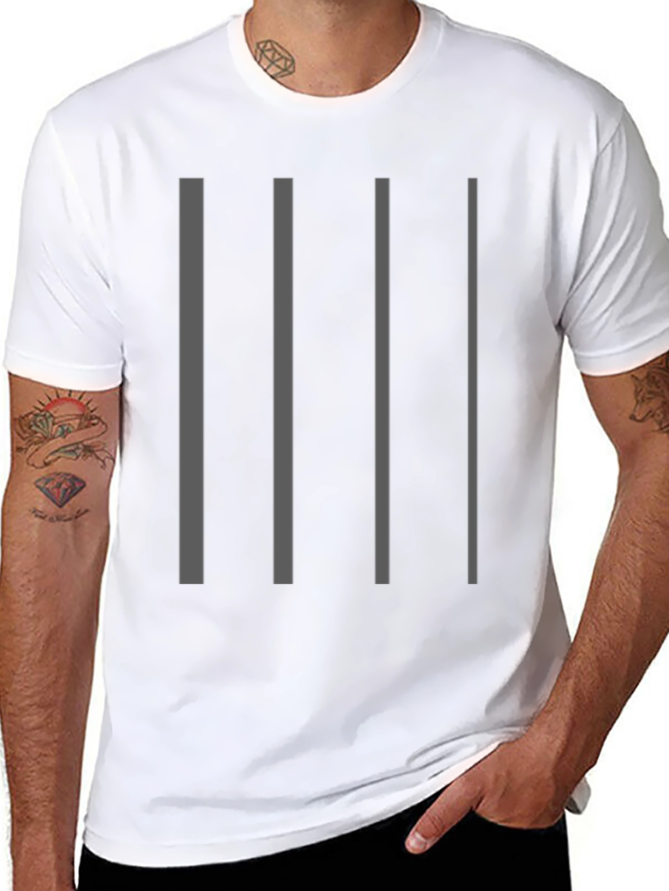 Striped Graphic Tee - Modern Minimalist Style