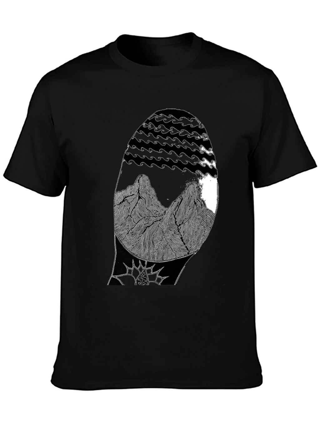 Abstract Mountain Graphic Black T-Shirt