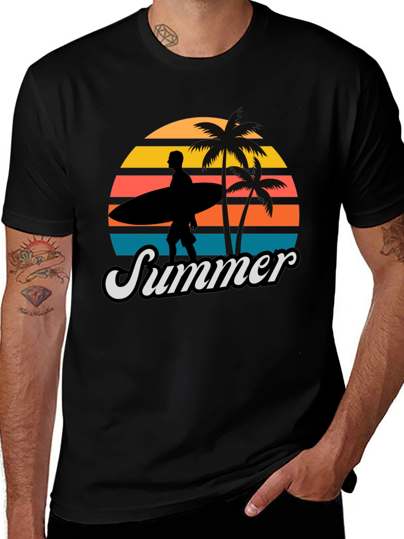 Retro Summer Surfer Graphic Tee - Classic Style