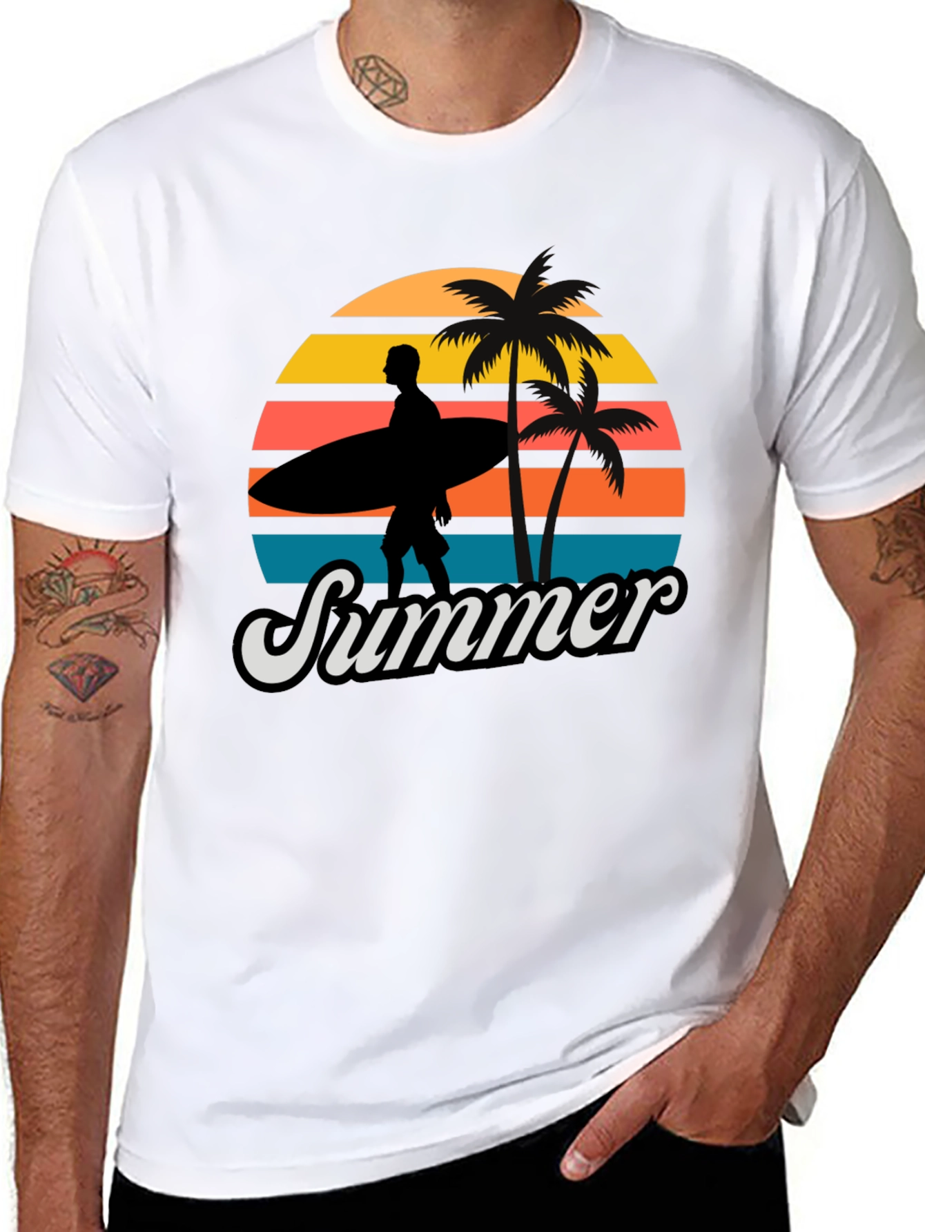 Retro Summer Surfer Graphic Tee - Classic Style