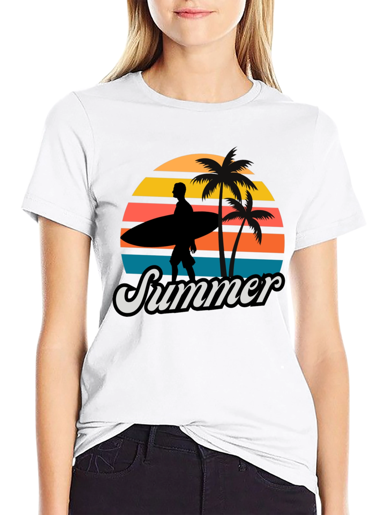 Retro Summer Surfer Graphic Tee - Classic Style