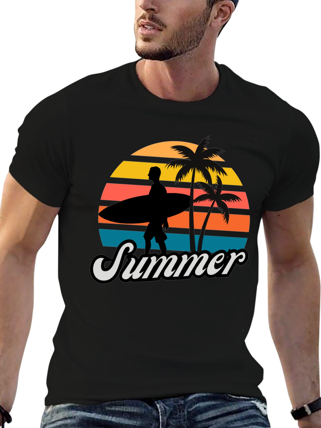 Retro Summer Surfer Graphic Tee - Classic Style