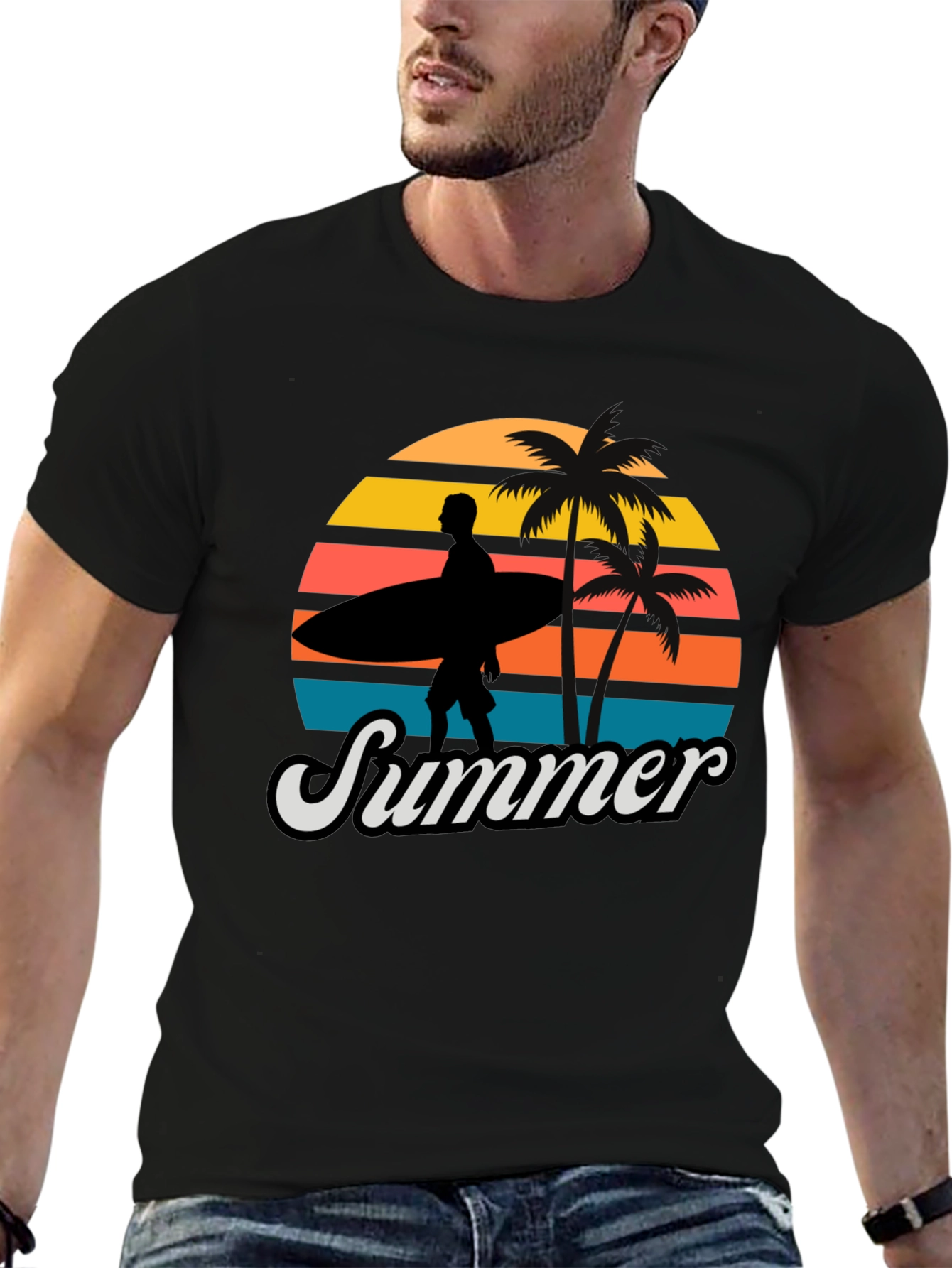 Retro Summer Surfer Graphic Tee - Classic Style