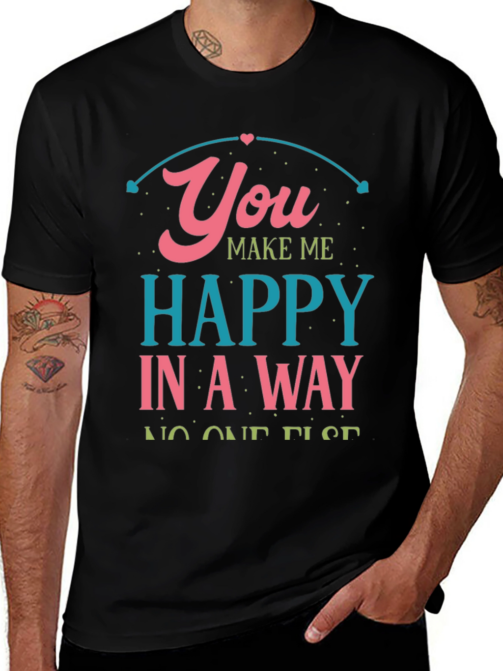 You Make Me Happy Black Graphic Tee