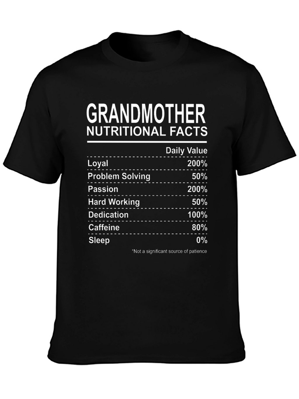 Grandmother Nutritional Facts Black Tee