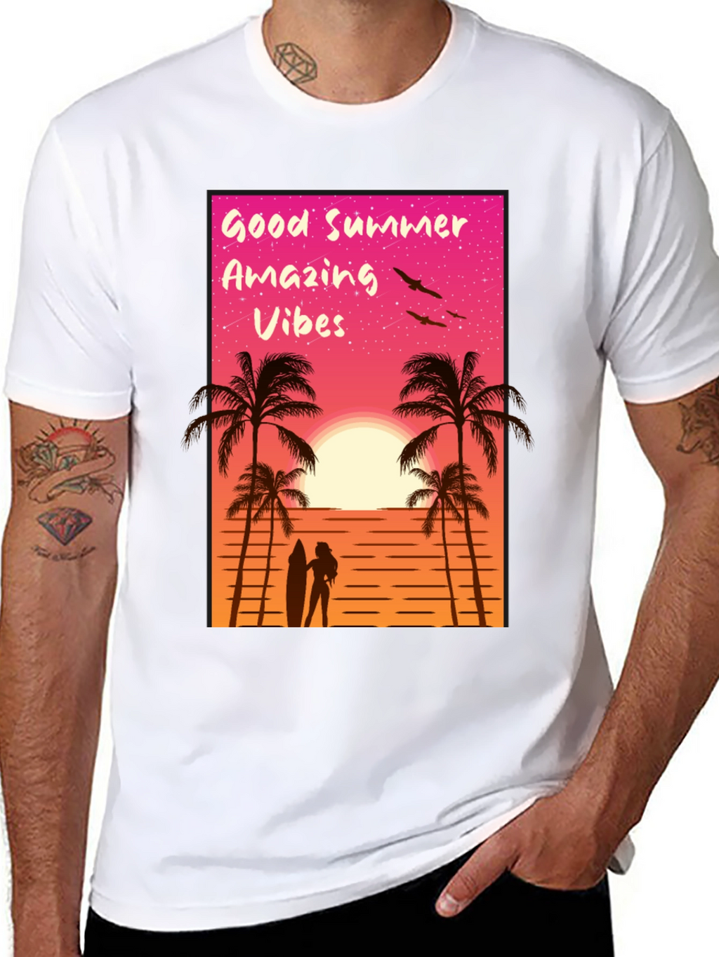 Good Summer Vibes Graphic T-Shirt - Beach Sunset Tee