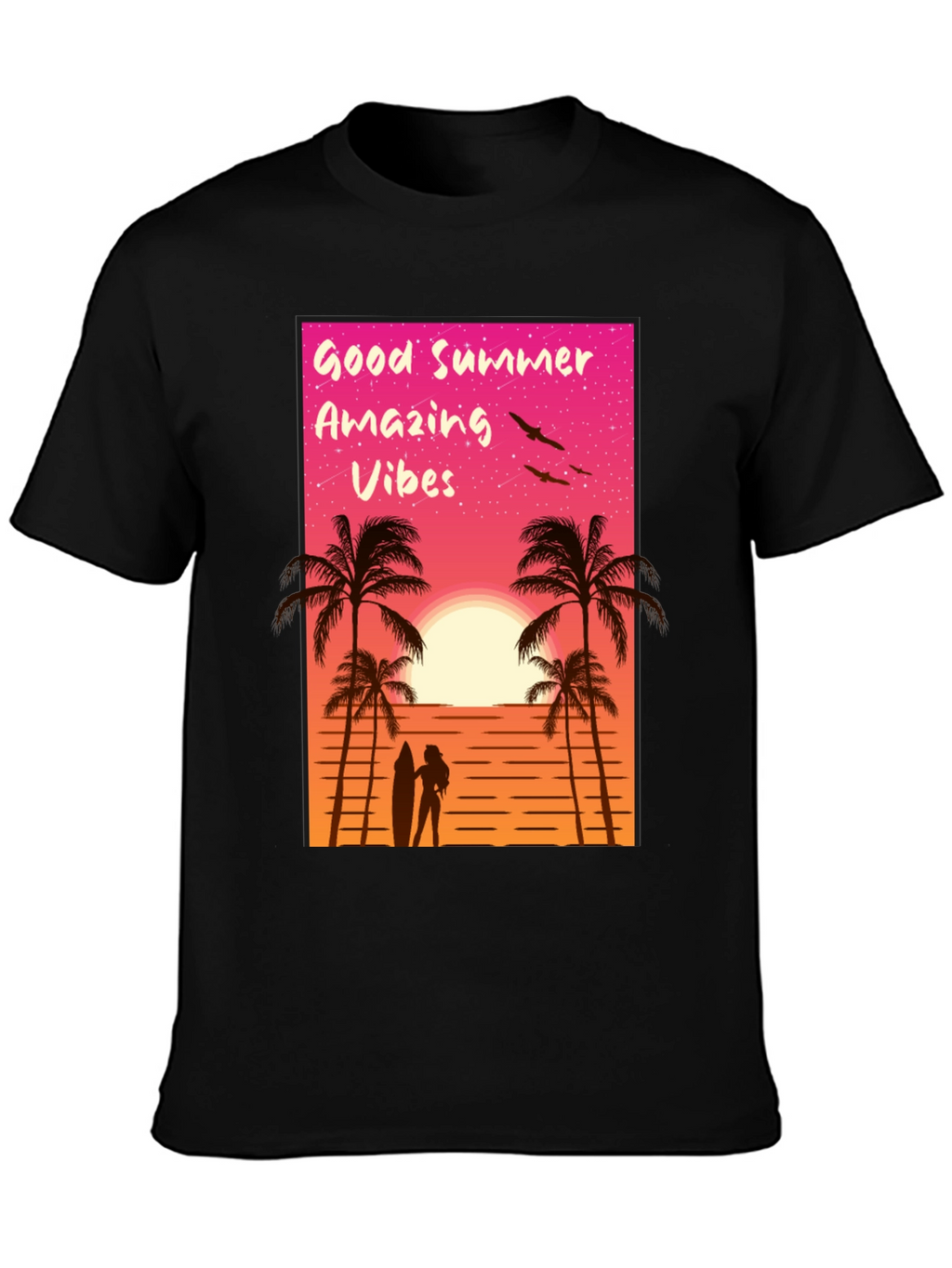 Good Summer Vibes Graphic T-Shirt - Beach Sunset Tee
